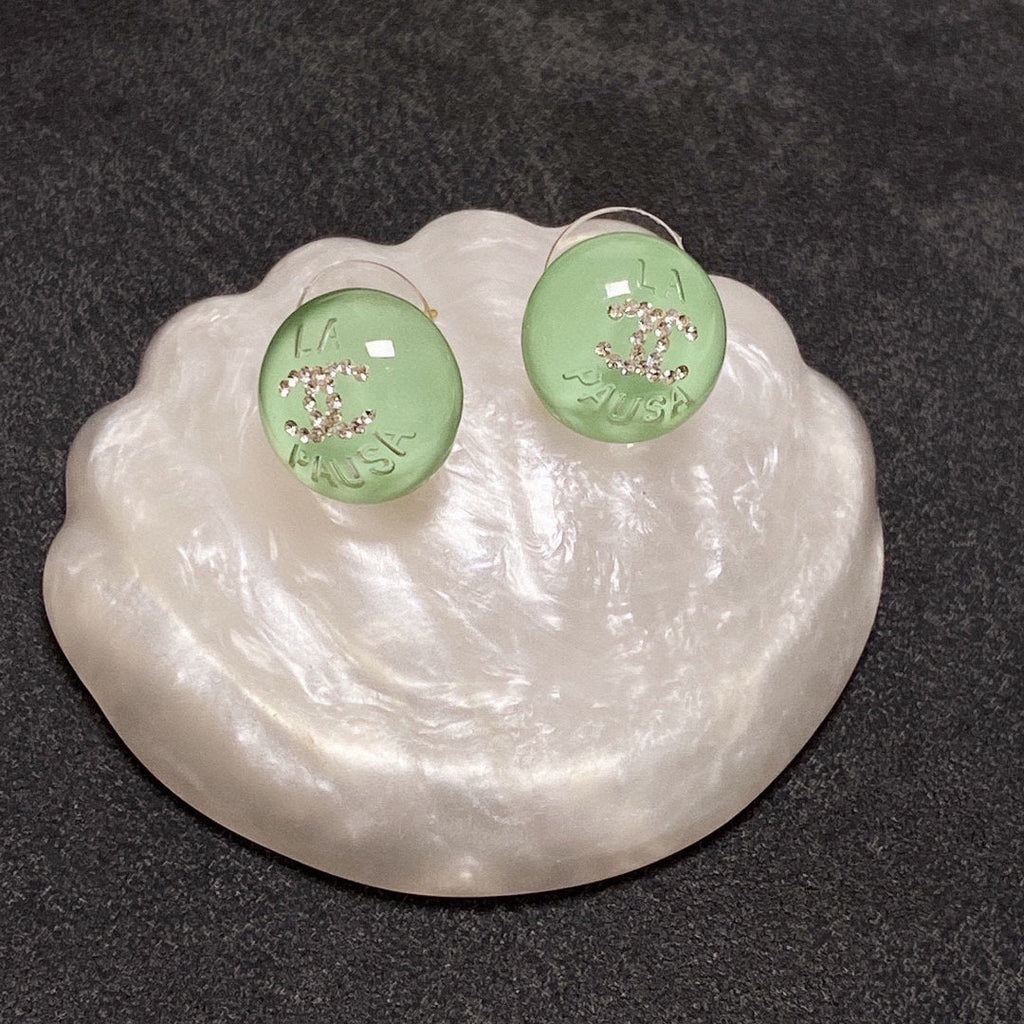 Chanel Green Earrings - 18K Yellow Gold