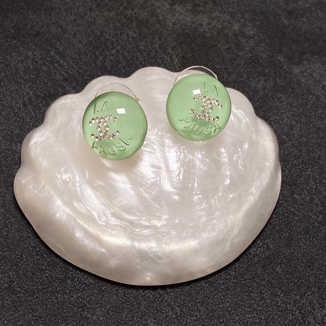 Chanel Green Earrings - 18K Yellow Gold
