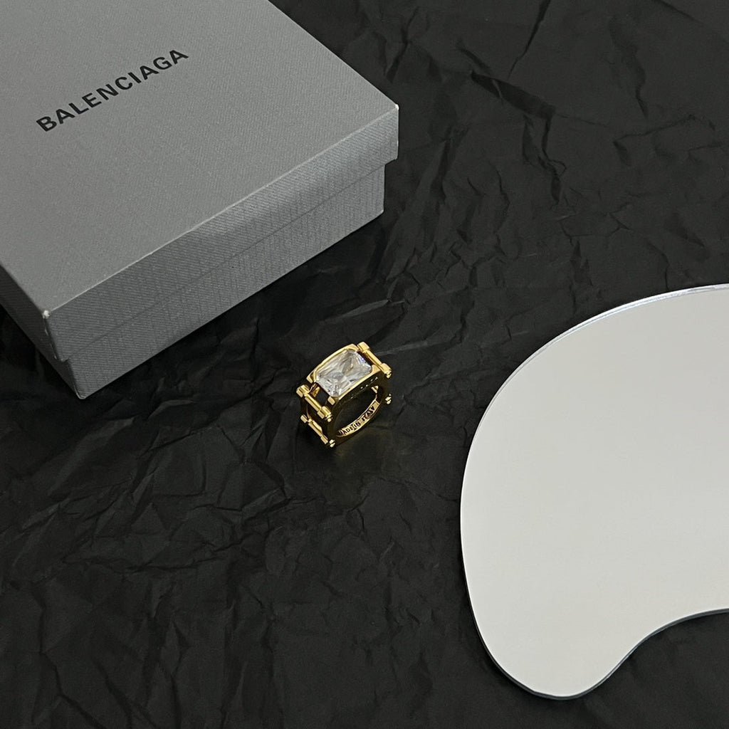 Balenciaga Crystal Ring - 18K Yellow Gold