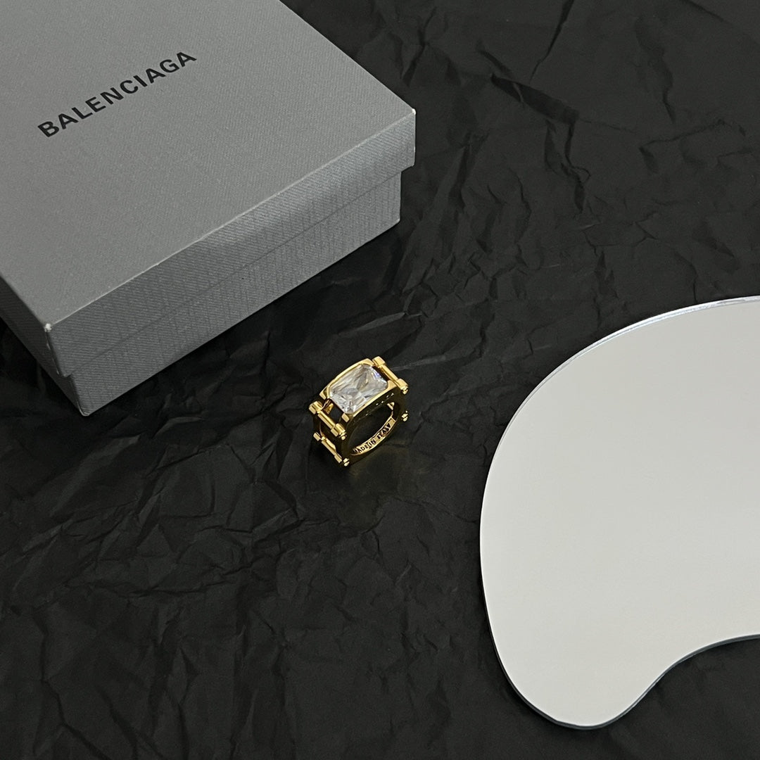 Balenciaga Crystal Ring - 18K Yellow Gold