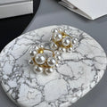Celine Triomphe Two-Rows Pearl Earrings - 18K Gold