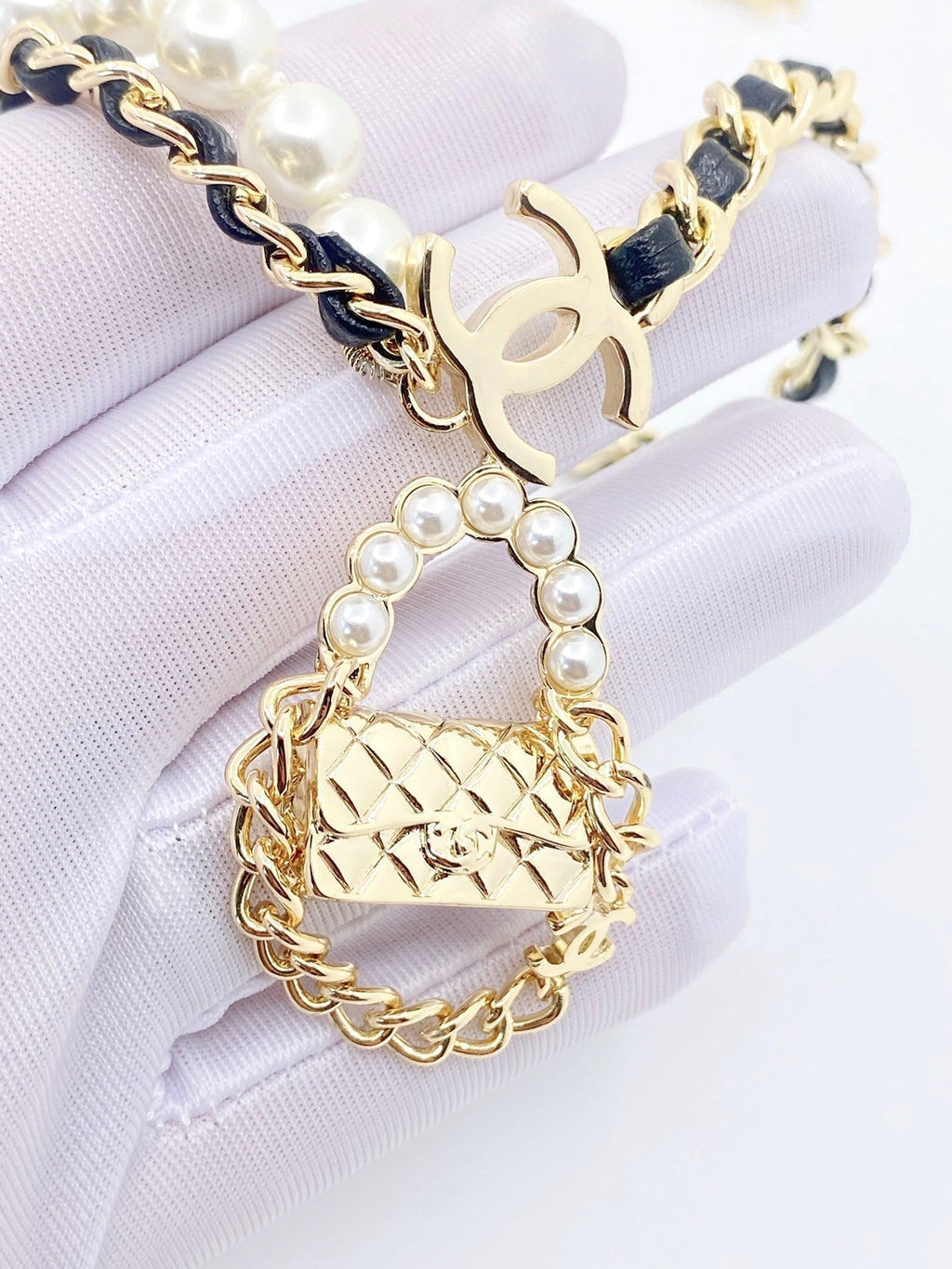 Chanel Pearl Bag Pendant Necklace
