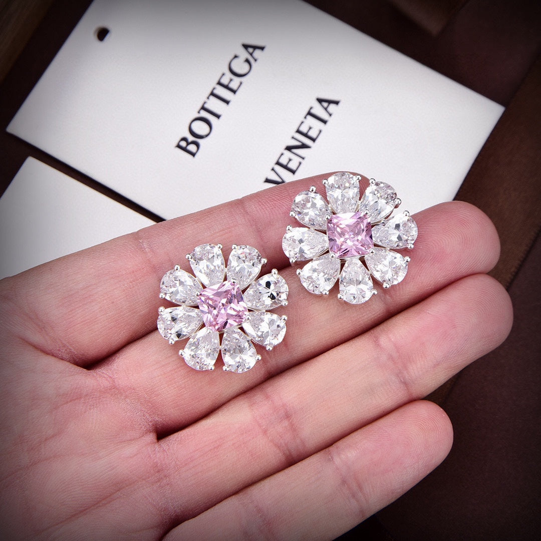 Bvlgari Pink Crystal Earrings - 18K White Gold