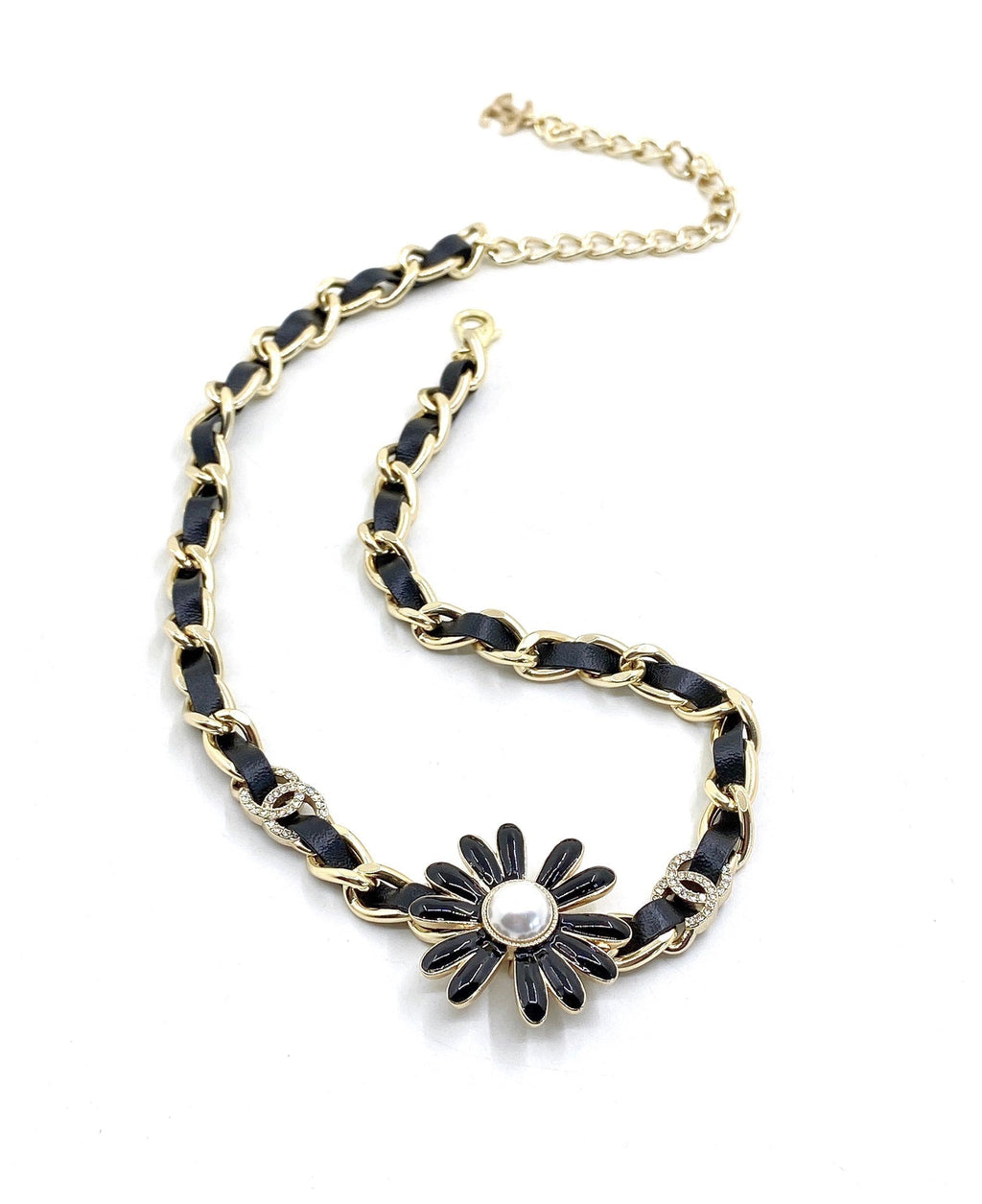 Chanel Flower Leather Choker Necklace