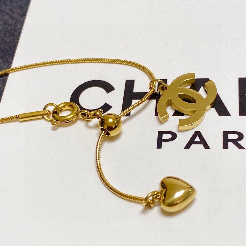 Chanel Heart Pendant Gold Necklace