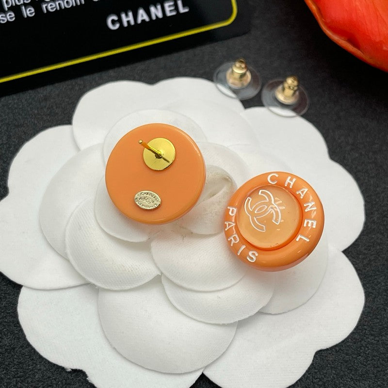 Chanel Orange Round Earrings - 18K Yellow Gold