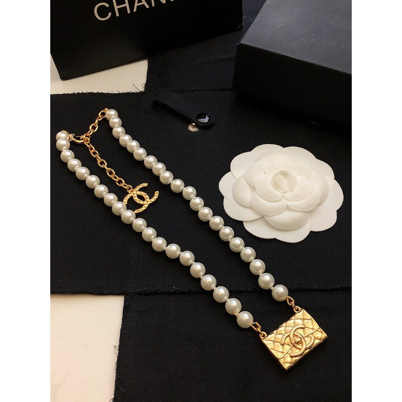 Chanel Pearl Bag Pendant Necklace