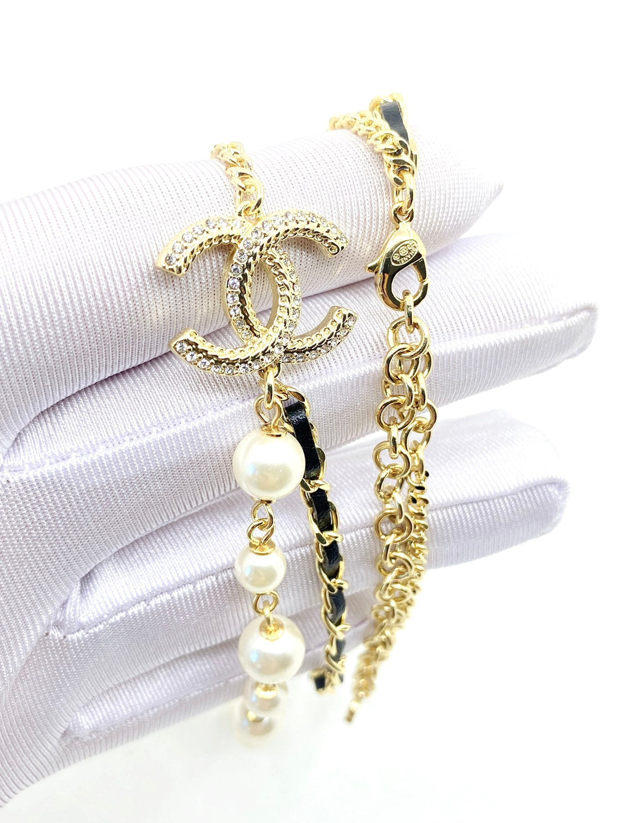 Chanel Pearls & Leather Necklace