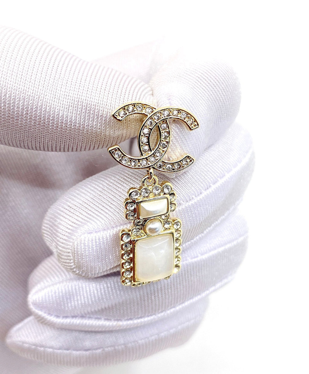 Chanel Perfume Bottle Earrings - 18K Yellow Gold