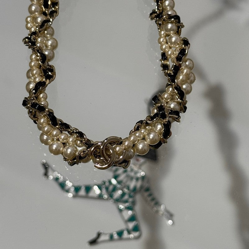 Chanel Pearl Leather Choker Necklace