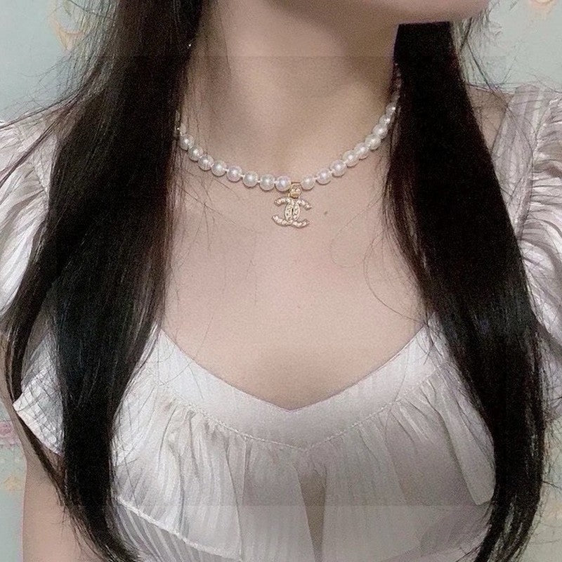 Chanel Pearl Chain Diamond Necklace