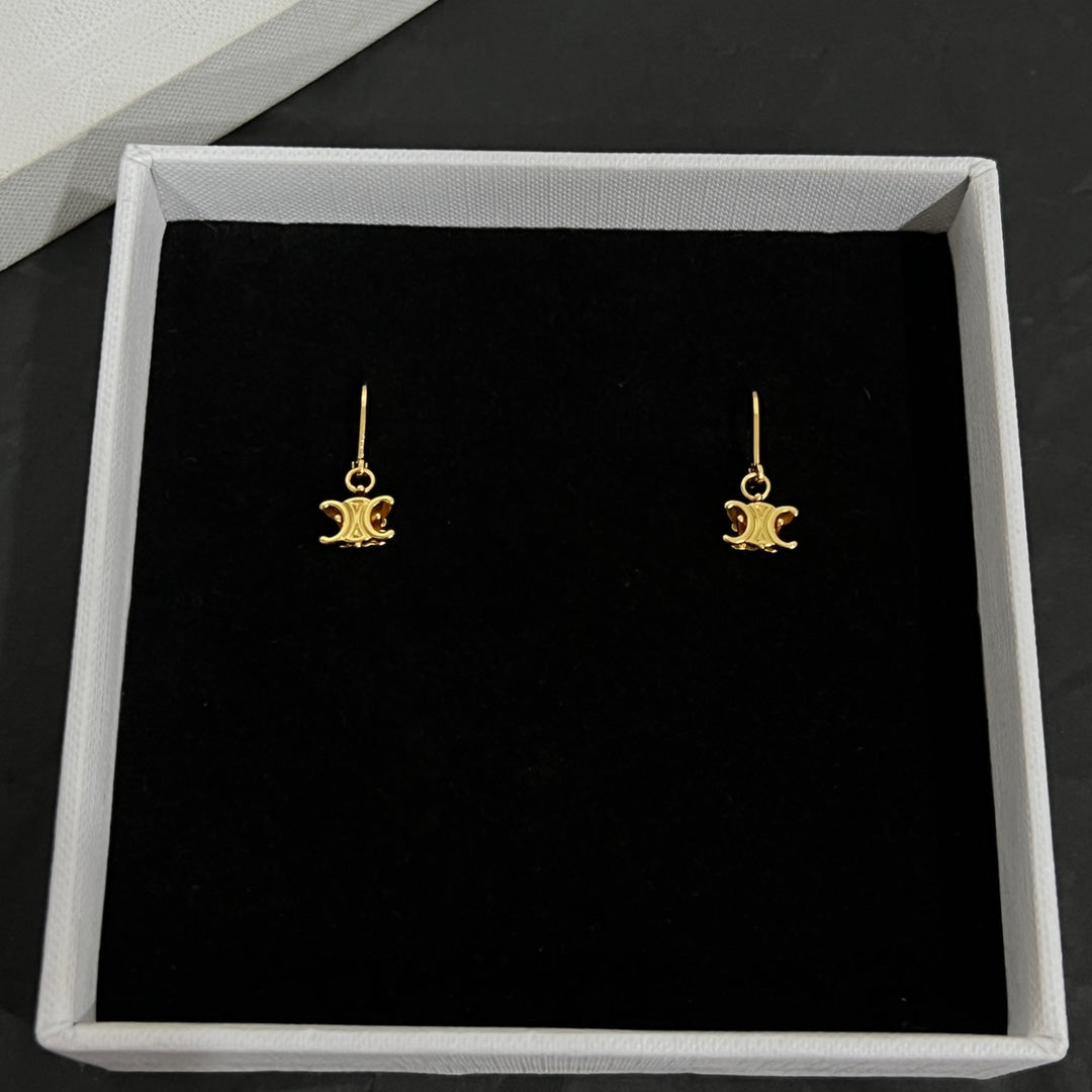 Celine Triomphe Solitaire Earrings - 18K Yellow Gold