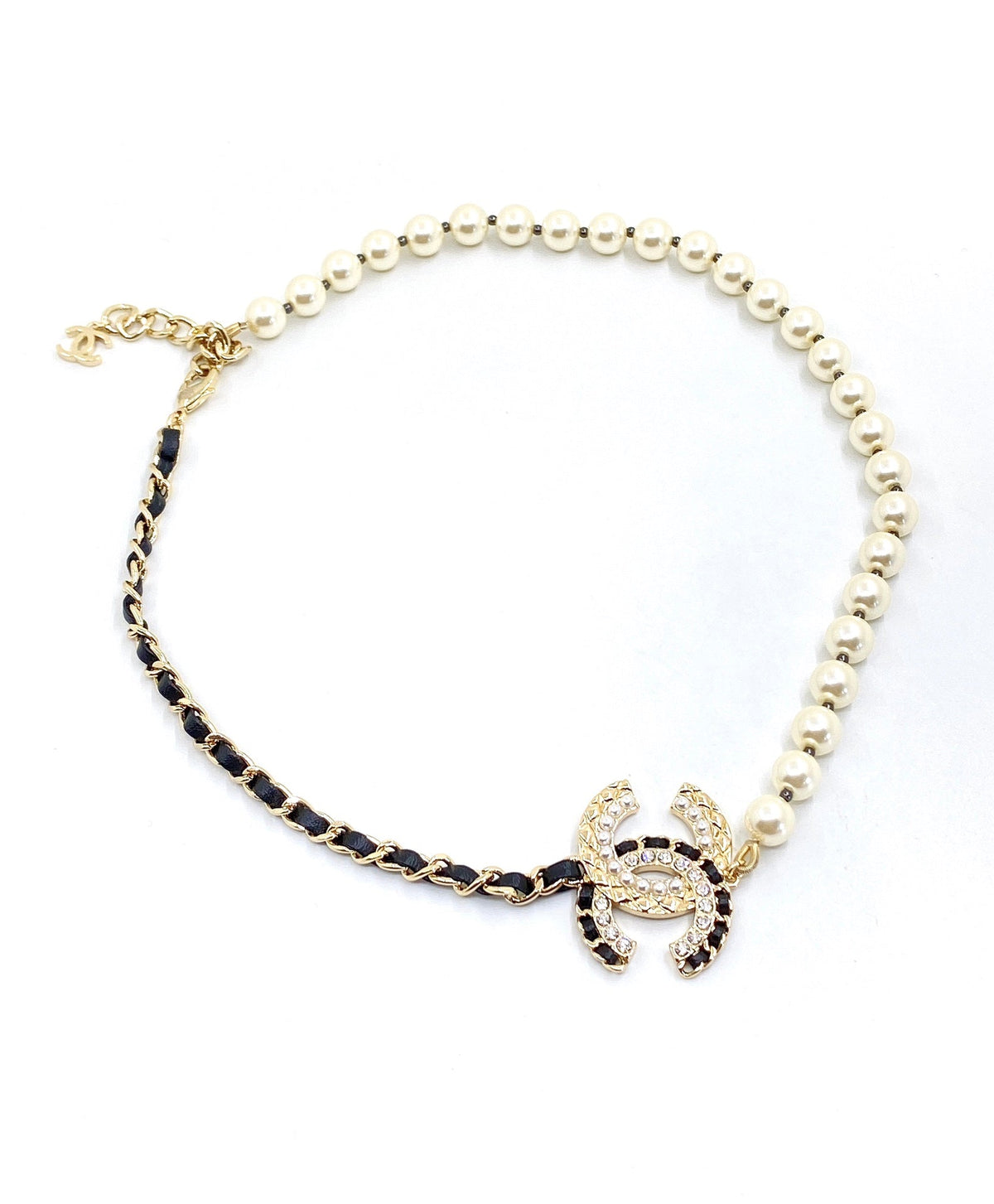 Chanel Leather Pearl Necklace