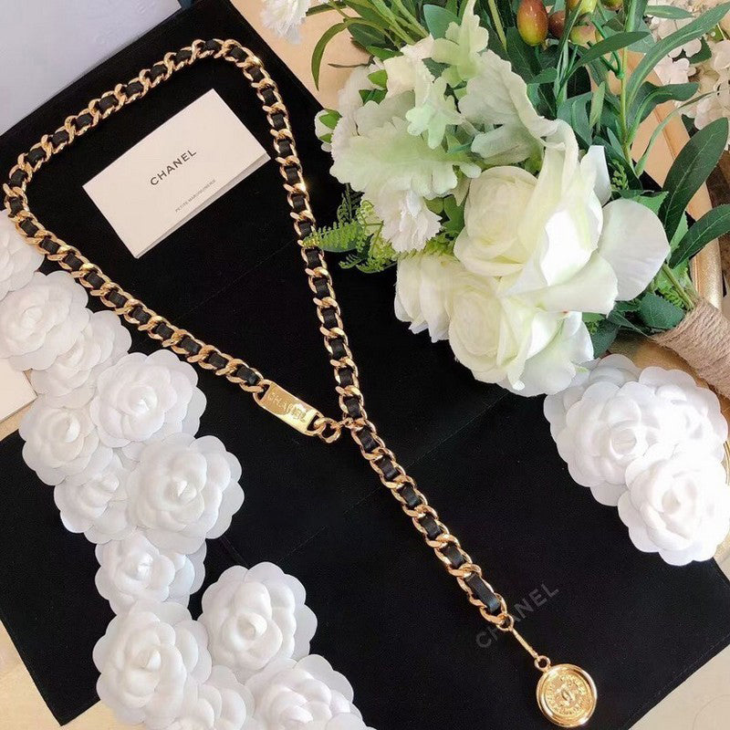 Chanel Gold Leather Necklace