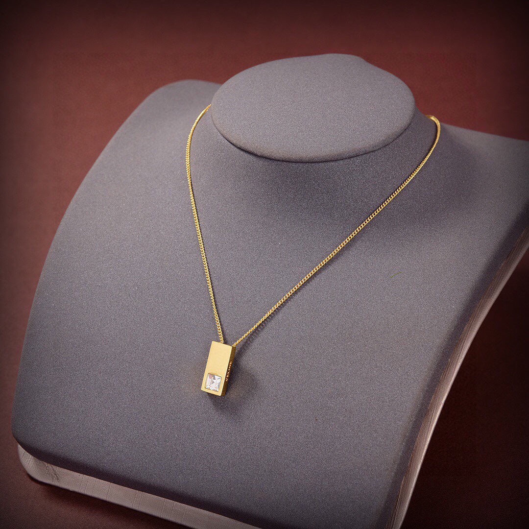 Celine Triomphe Sentimental Double Square Diamond Necklace