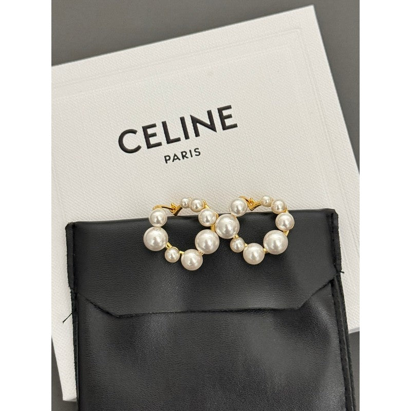 Celine Pearl Earrings - 18K Yellow Gold