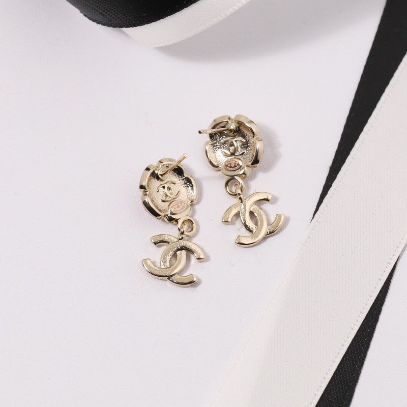 Chanel Black & Pink Camellia Diamond Earrings - 18K Gold