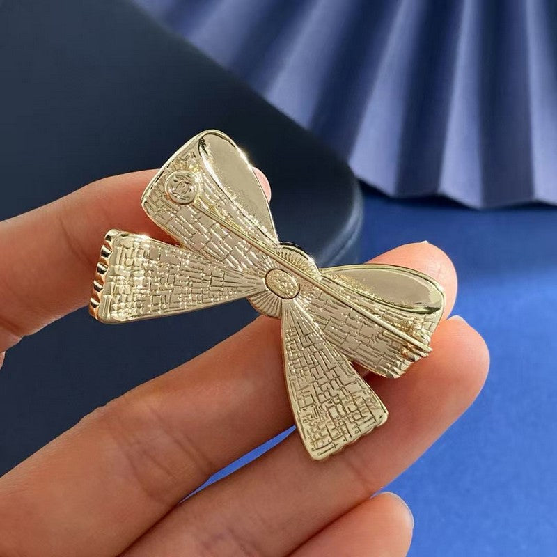 Chanel Bow Tie Gold Brooch