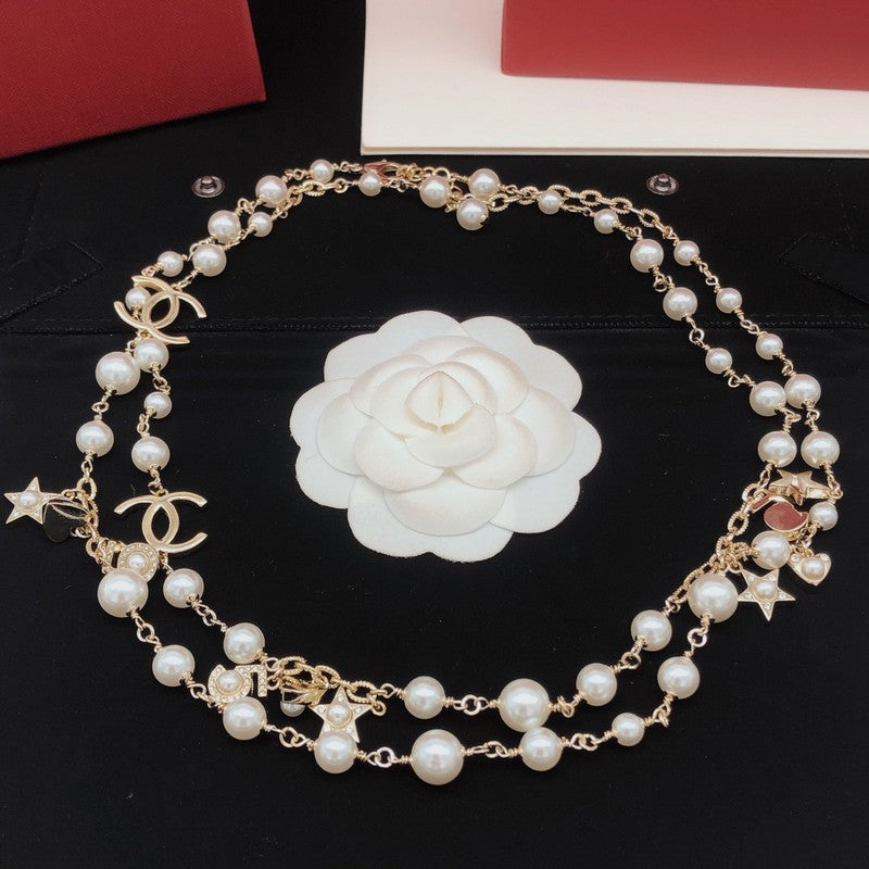 Chanel No.5 Star Long Pearl Necklace