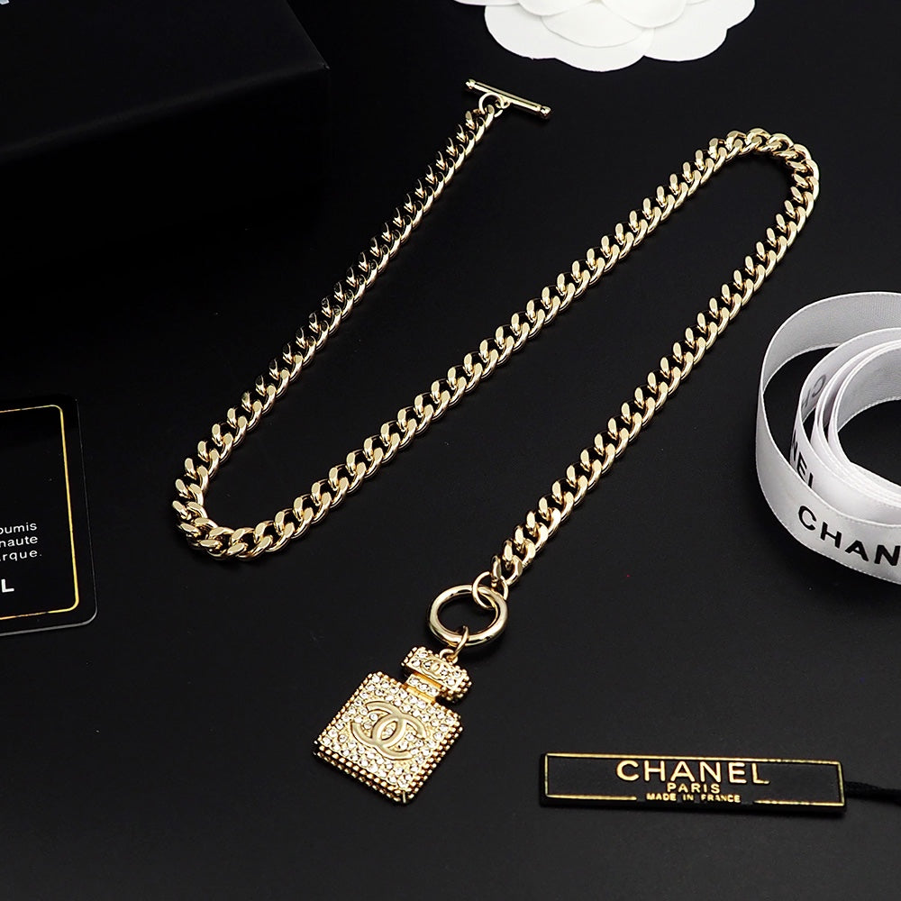 Chanel Diamond Perfume Bottle Pendant Necklace