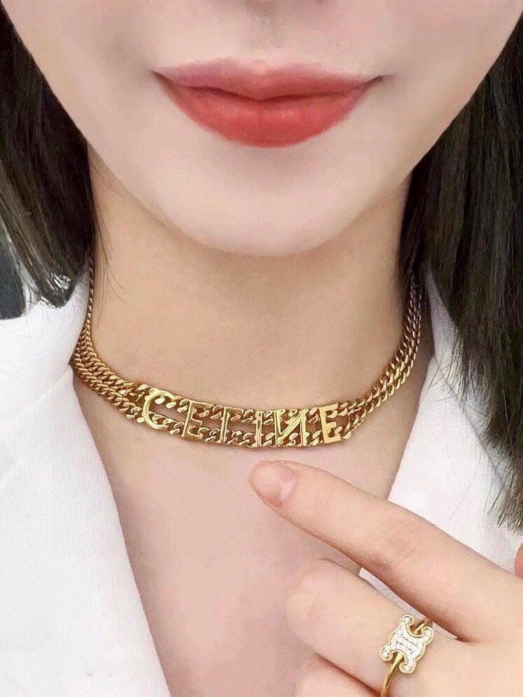 Celine Triomphe Script Choker Necklace
