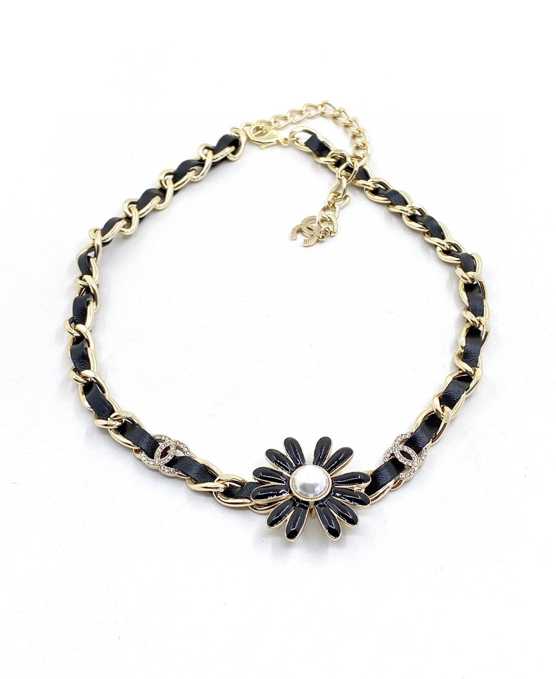 Chanel Black Daisy Necklace