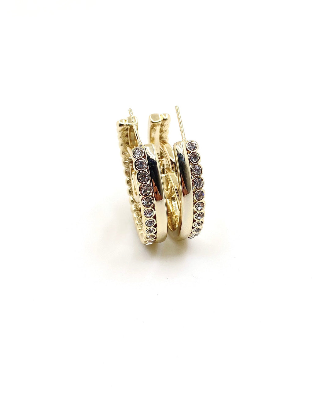 Chanel Circle Crystal Earrings - 18K Yellow Gold