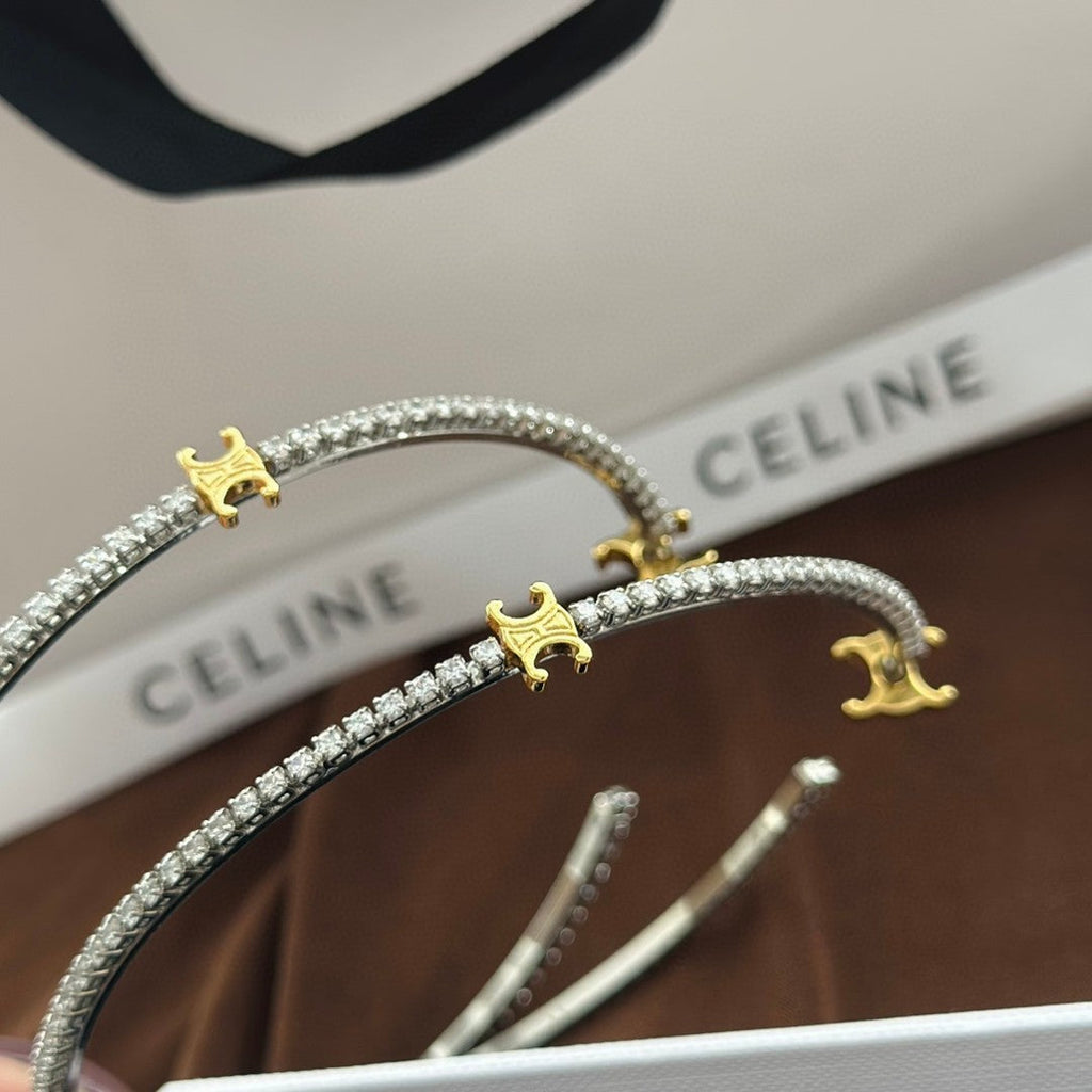 Celine Triomphe Gourmette Crystal Earrings