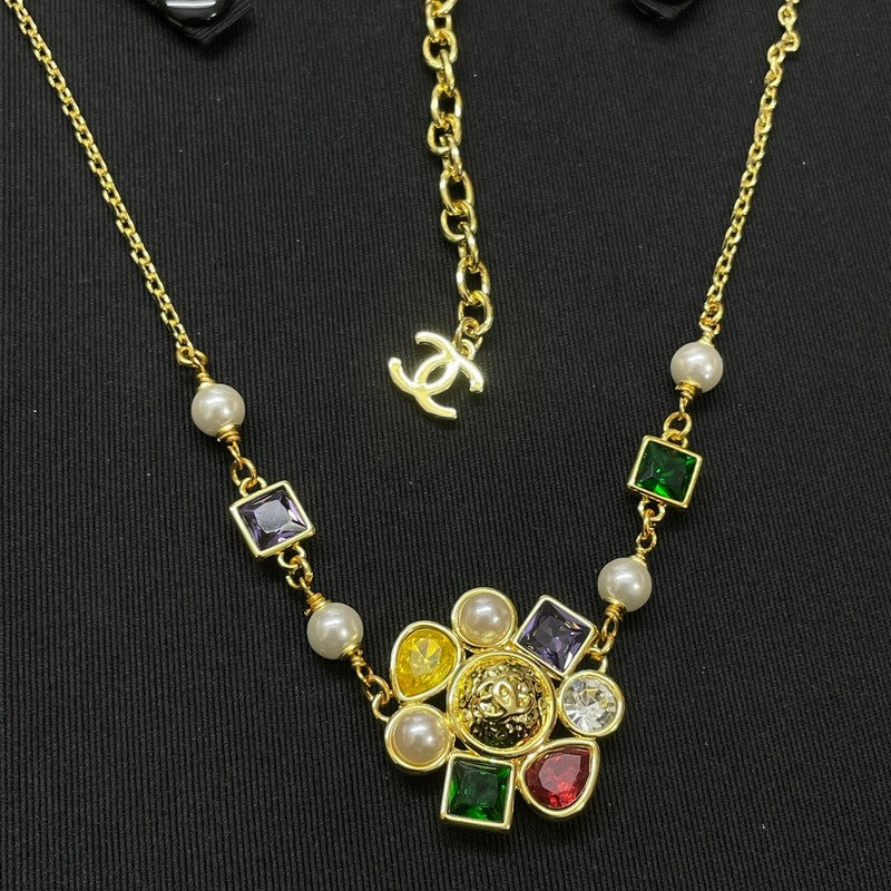 Chanel Color Crystal Gold Necklace