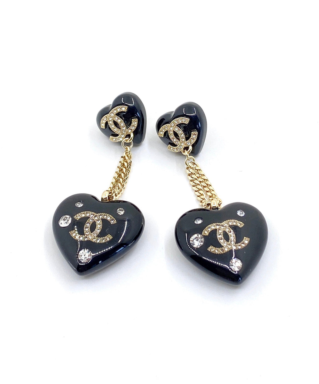 Chanel Heart Pendant Earrings - 18K Yellow Gold