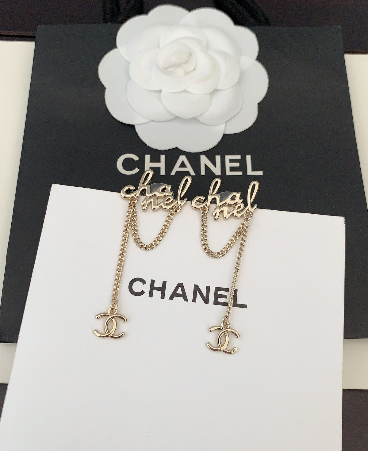 Chanel Letter Earrings - 18K Yellow Gold