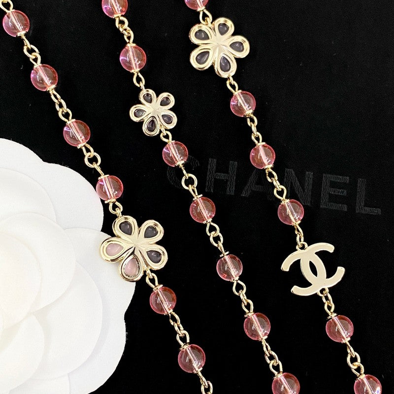 Chanel 26C Pink Crystal Long Necklace