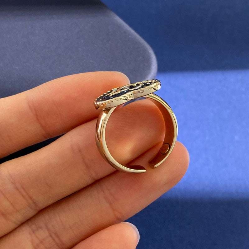 Chanel Black Open Ring - 18K Yellow Gold
