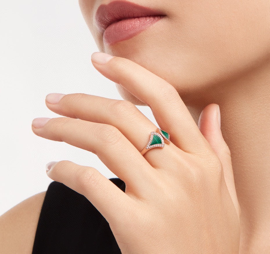 Bvlgari Dream Malachite Ring - 18K Rose Gold