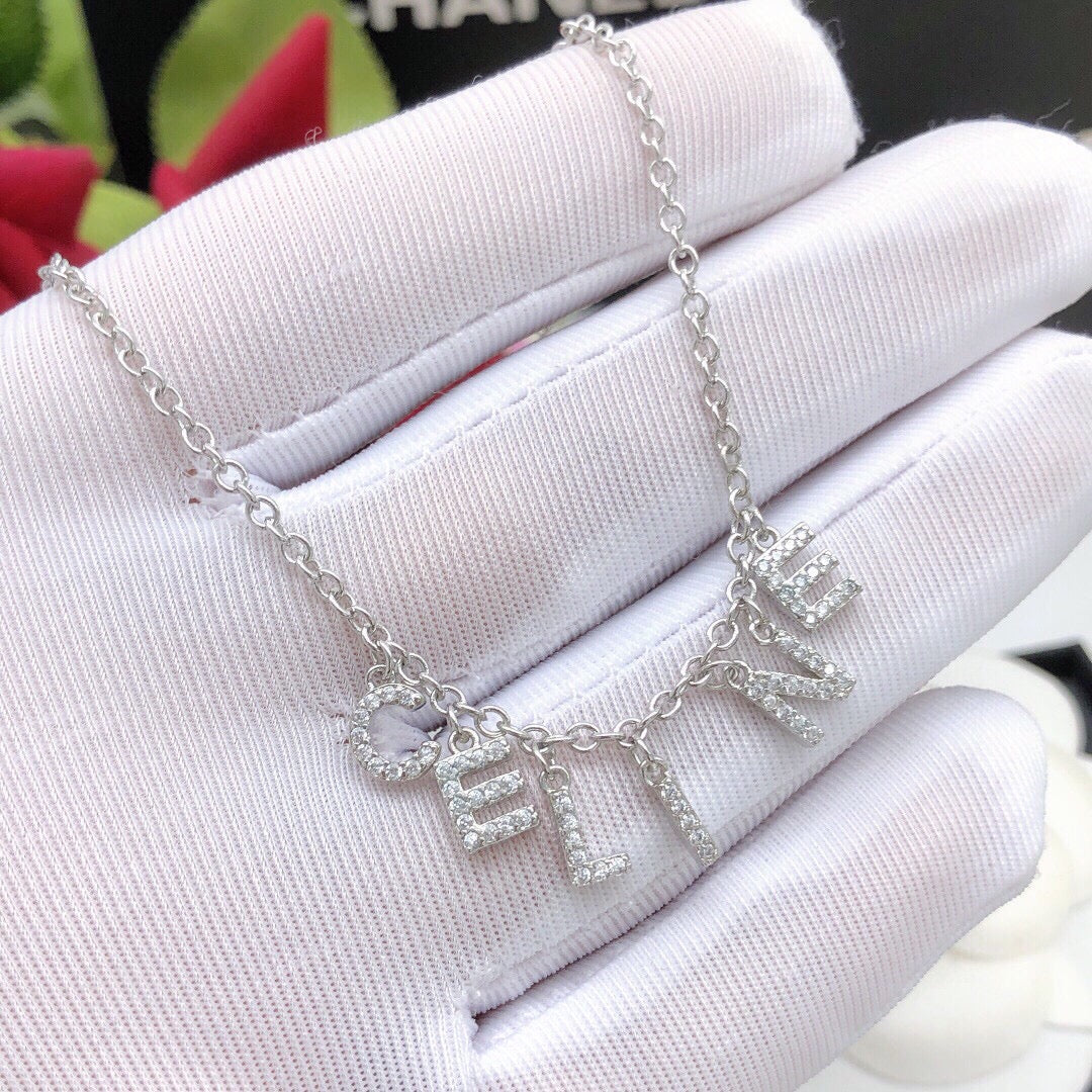 Celine Script Necklace
