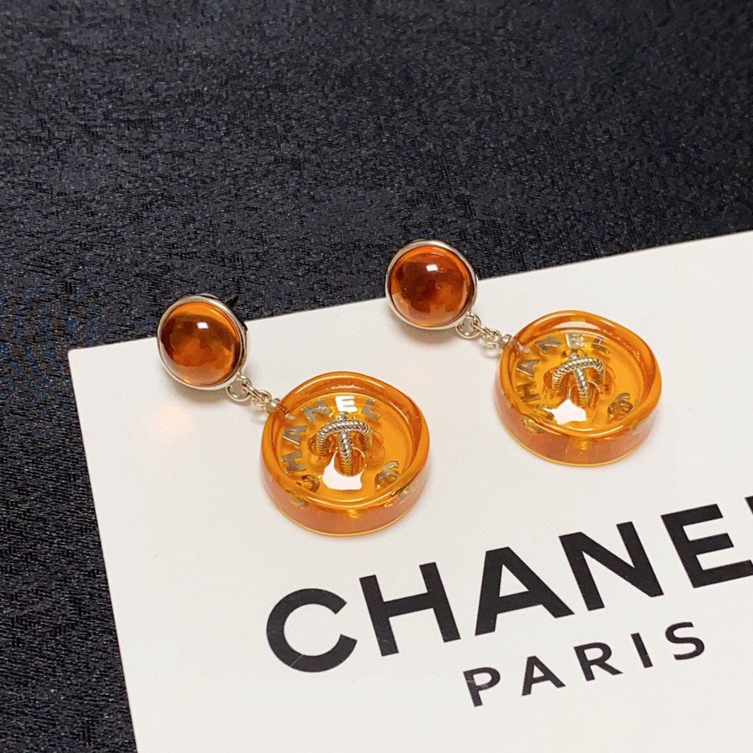Chanel Orange Pendant Earrings - 18K Yellow Gold