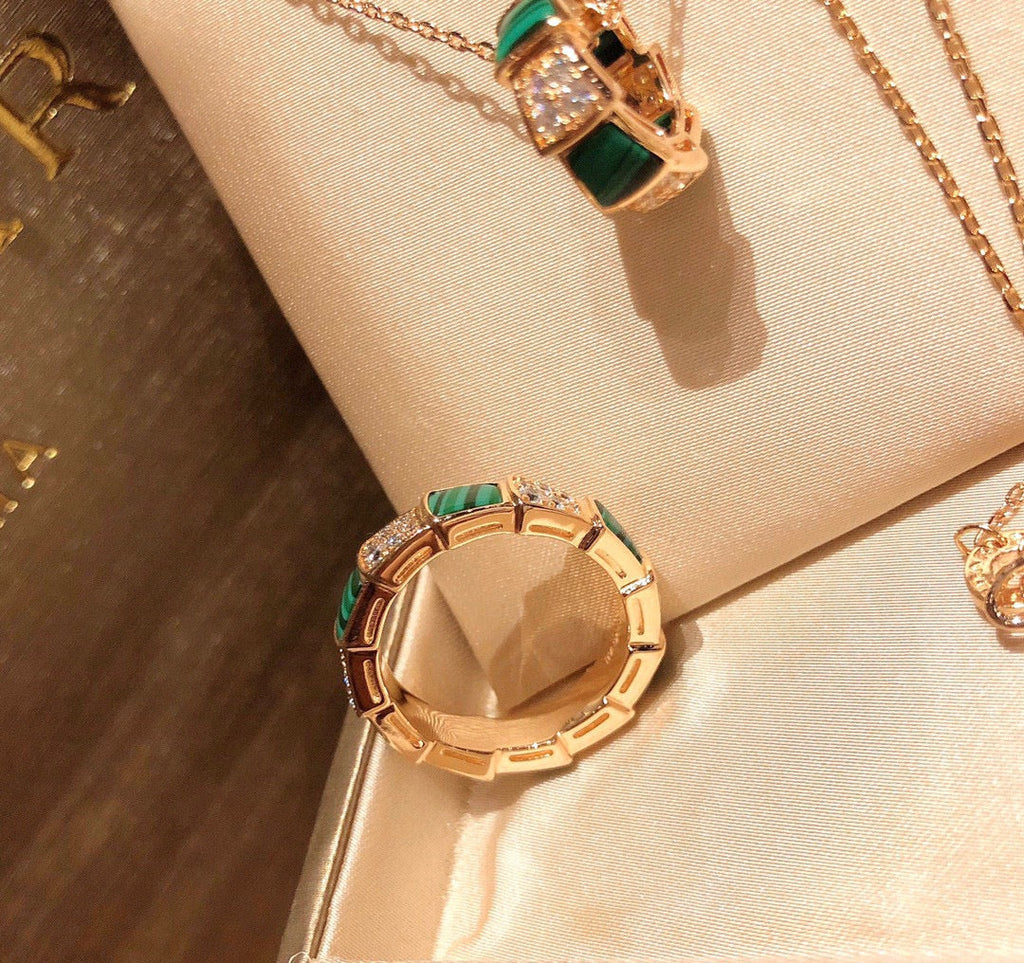 Bvlgari Serpenti Viper Malachite Ring - 18K Rose Gold