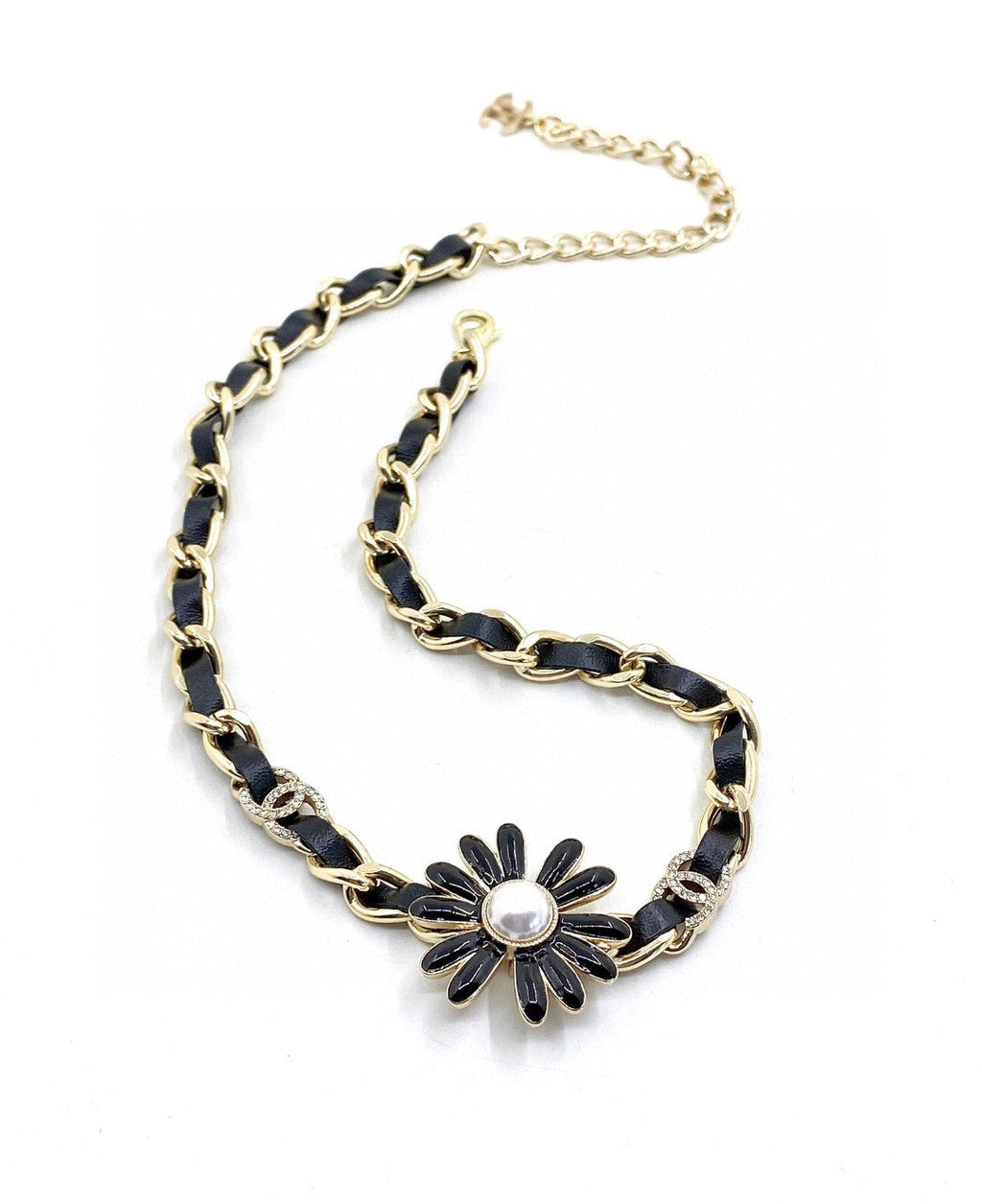 Chanel Black Daisy Necklace
