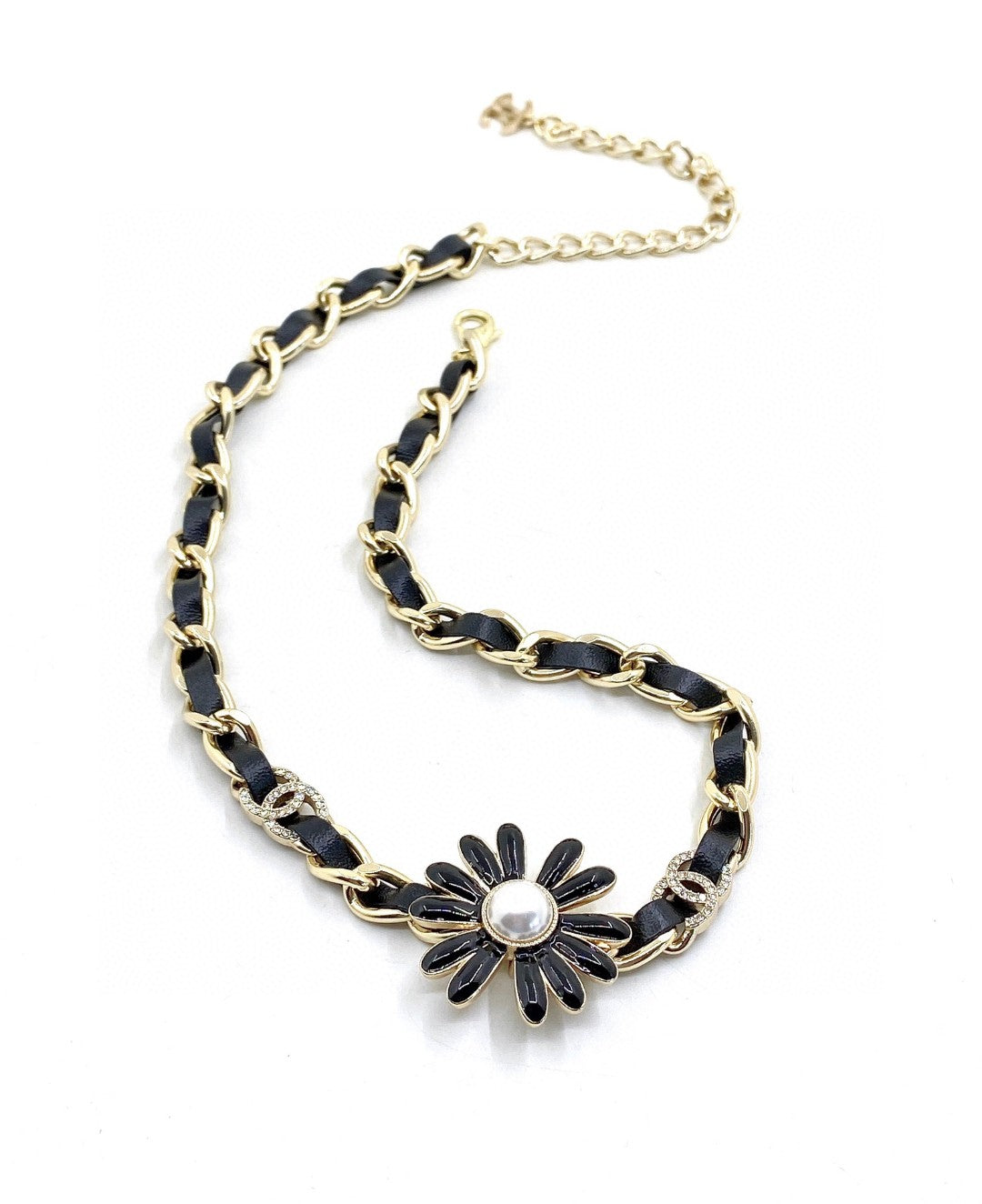 Chanel Black Daisy Necklace