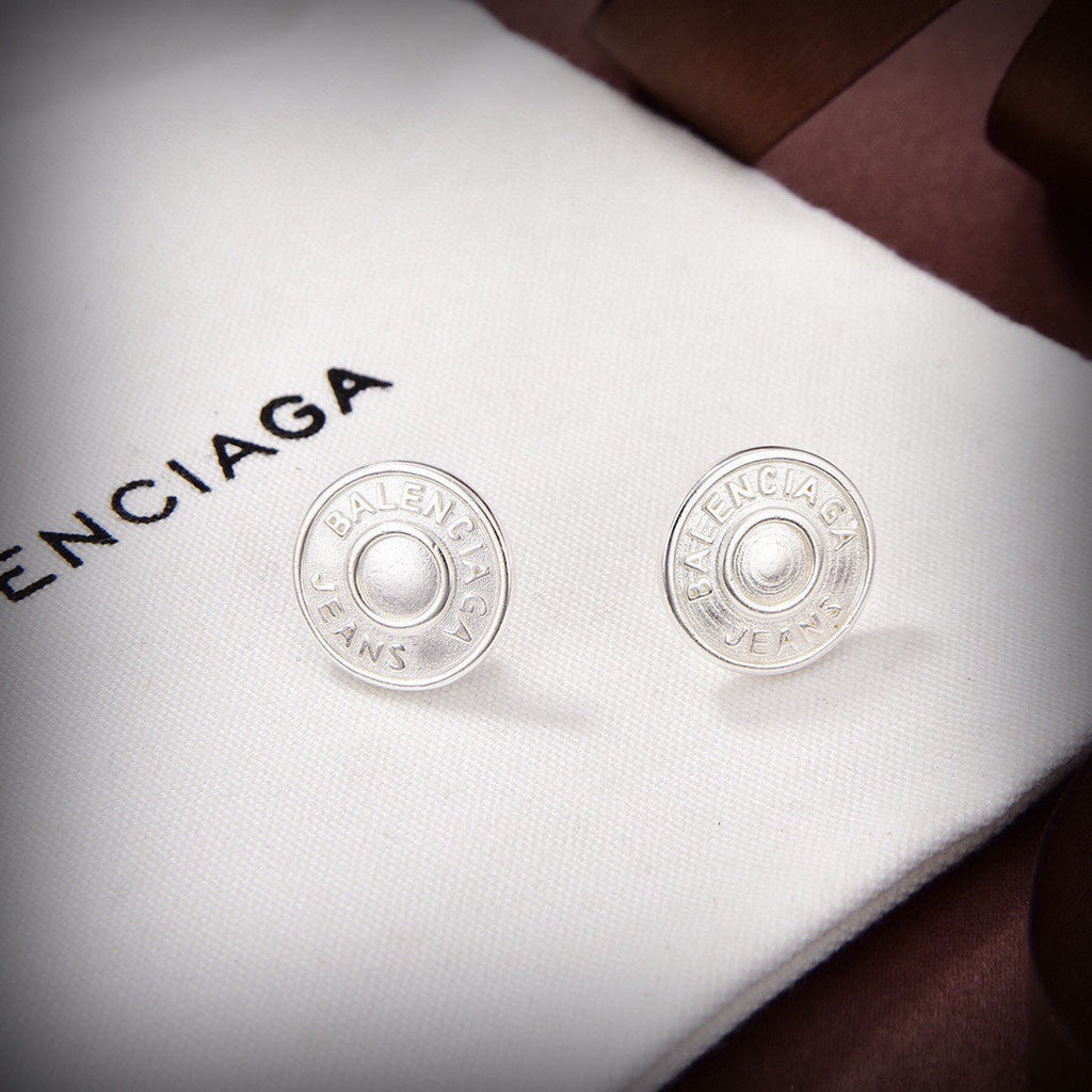 Balenciaga Circle Earrings - 18K White Gold