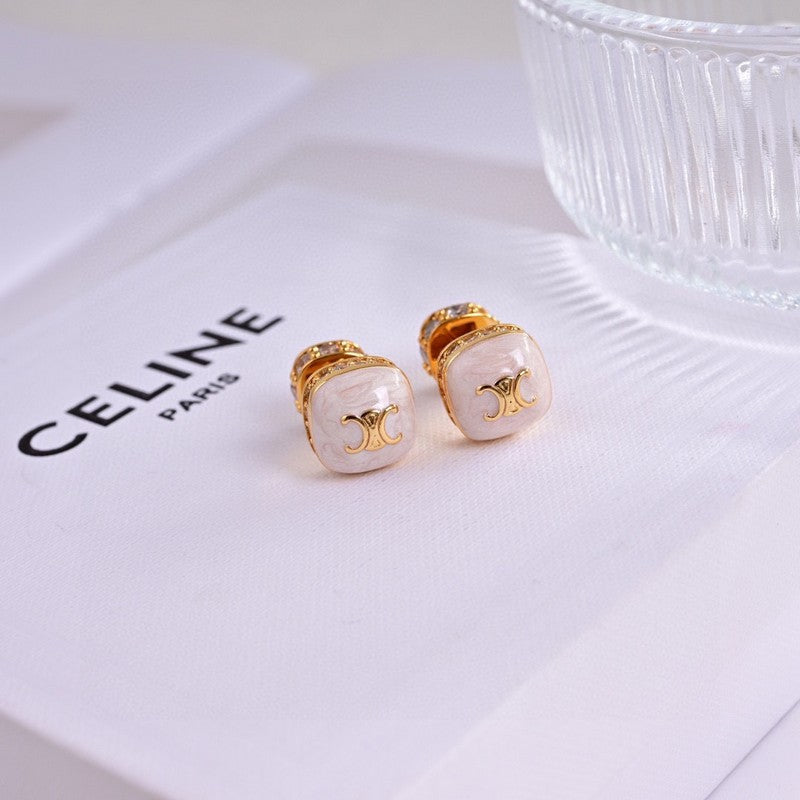 Celine Color Square Earrings - 18K Yellow Gold