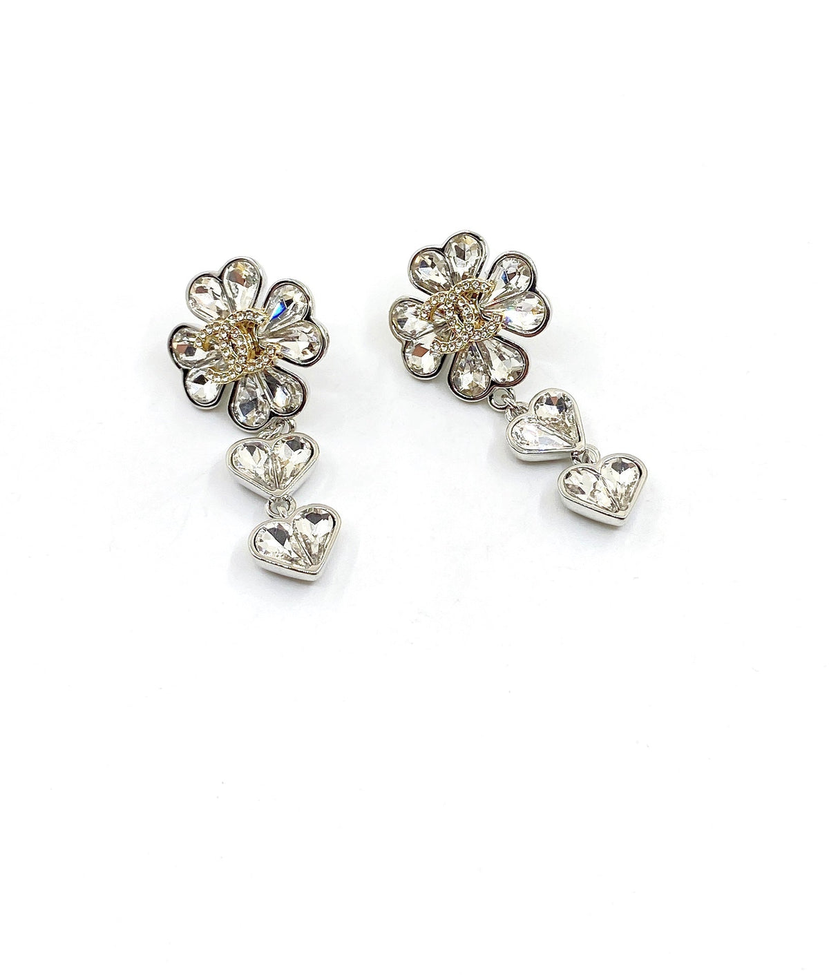 Chanel Crystal Flower Earrings - 18K White Gold