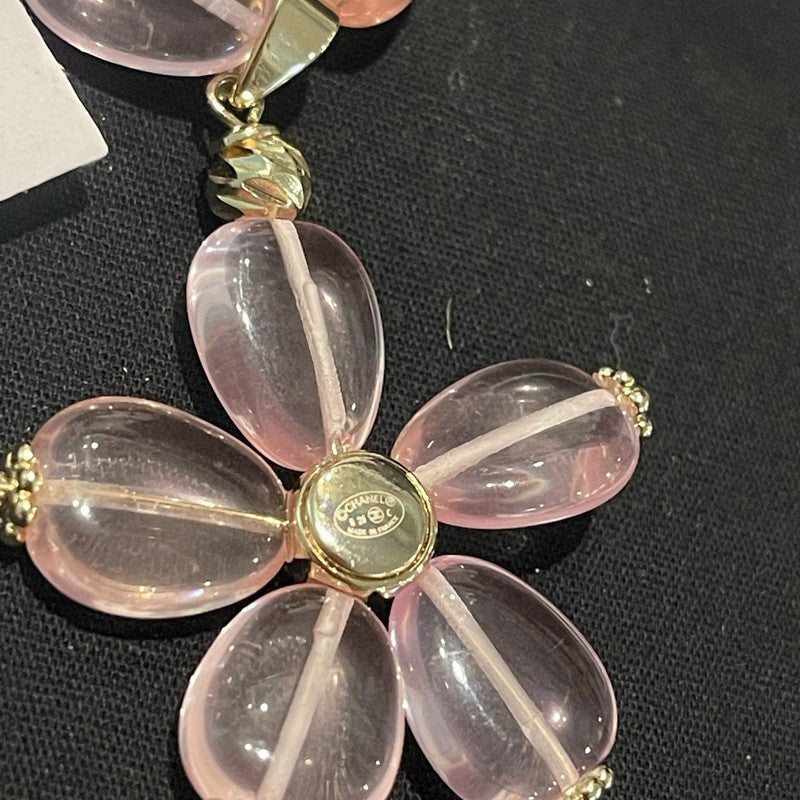Chanel 26C Pink Crystal Flower Necklace