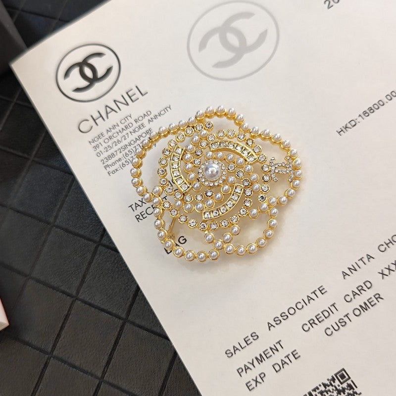 Chanel Camellia Pearl Brooch