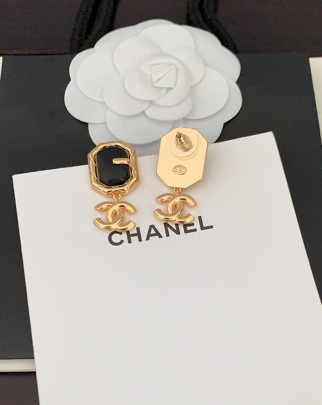 Chanel Pendant Leather Earrings - 18K Yellow Gold