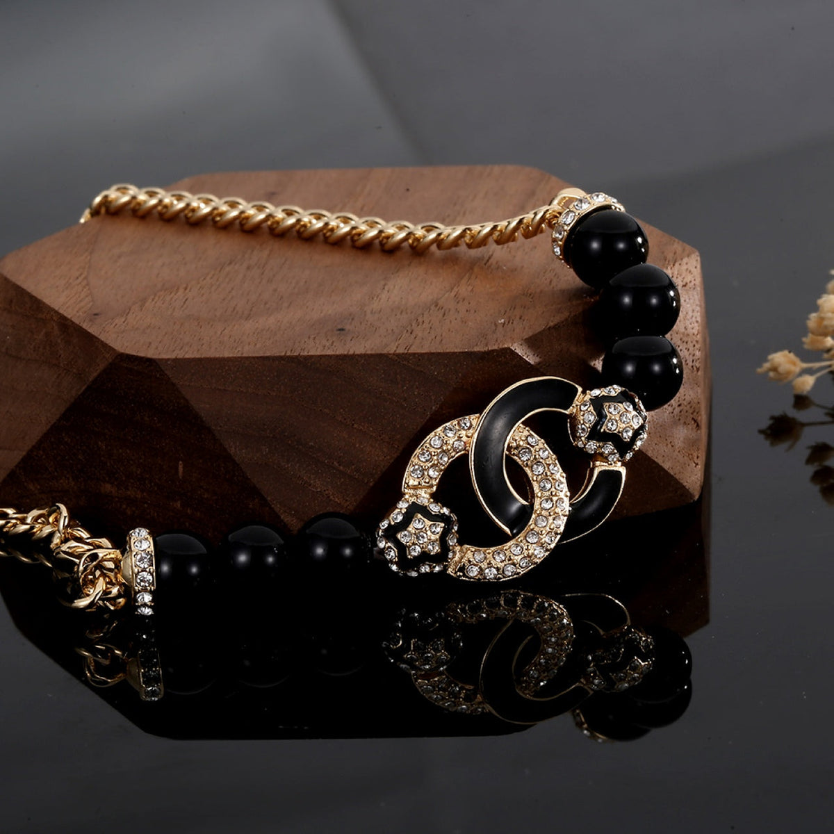 Chanel Black Pearls Diamond Necklace