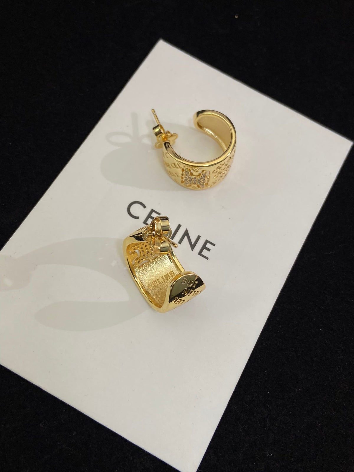 Celine Triomphe Diamond Earrings - 18K Yellow Gold