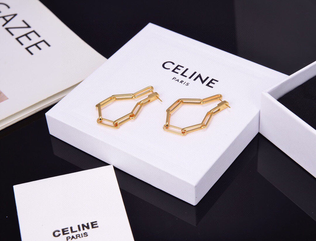 Celine Triomphe Chain Earrings - 18K Yellow Gold