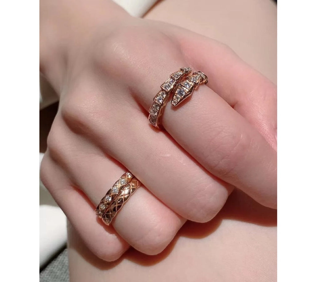 Bvlgari Serpenti Viper Pave Moissanite Ring - 18K White Gold