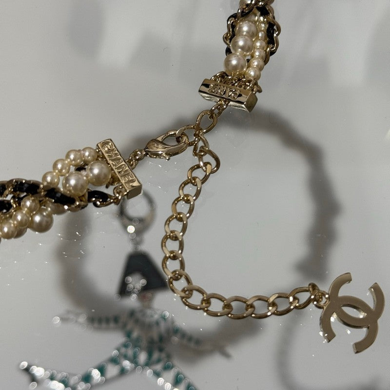 Chanel Pearl Leather Choker Necklace